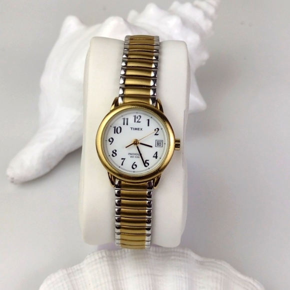 Timex Indigo Gold & Silver Tone Stretch Wrist Watch With Brand New Battery - Picture 1 of 12